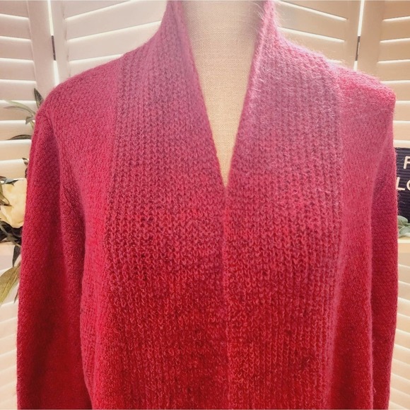EILEEN FISHER RED CARDIGAN WOOL/CASHMERE BLEND SIZE MED - Picture 6 of 7